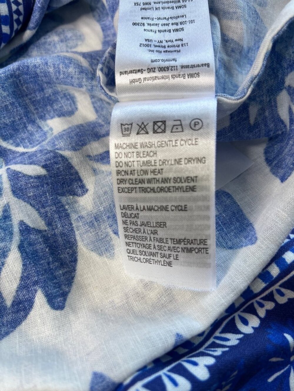 Farm Rio Flora Tapestry Off-White & Blue Maxi Dress SZ L Coastal Chic NWT - Picture 10 of 15